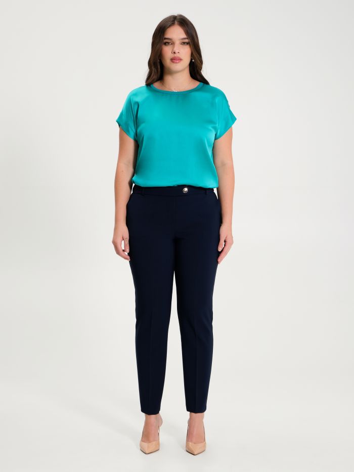 Rinascimento Pantaloni Curvy Blu Navy Offerta Anniversario