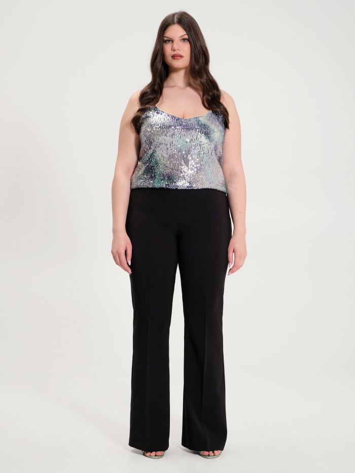 Rinascimento Pantaloni Curvy a Palazzo in Tessuto Tecnico Offerta migliore