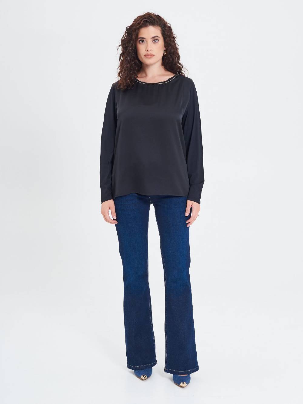 Rinascimento Blusa Curvy Envers Satin Nera Offerte esclusive