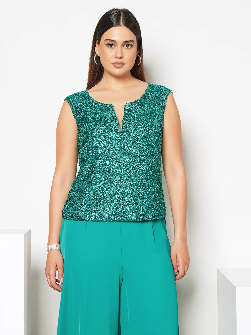 Rinascimento Top Curvy Paillettes Grandi sconti