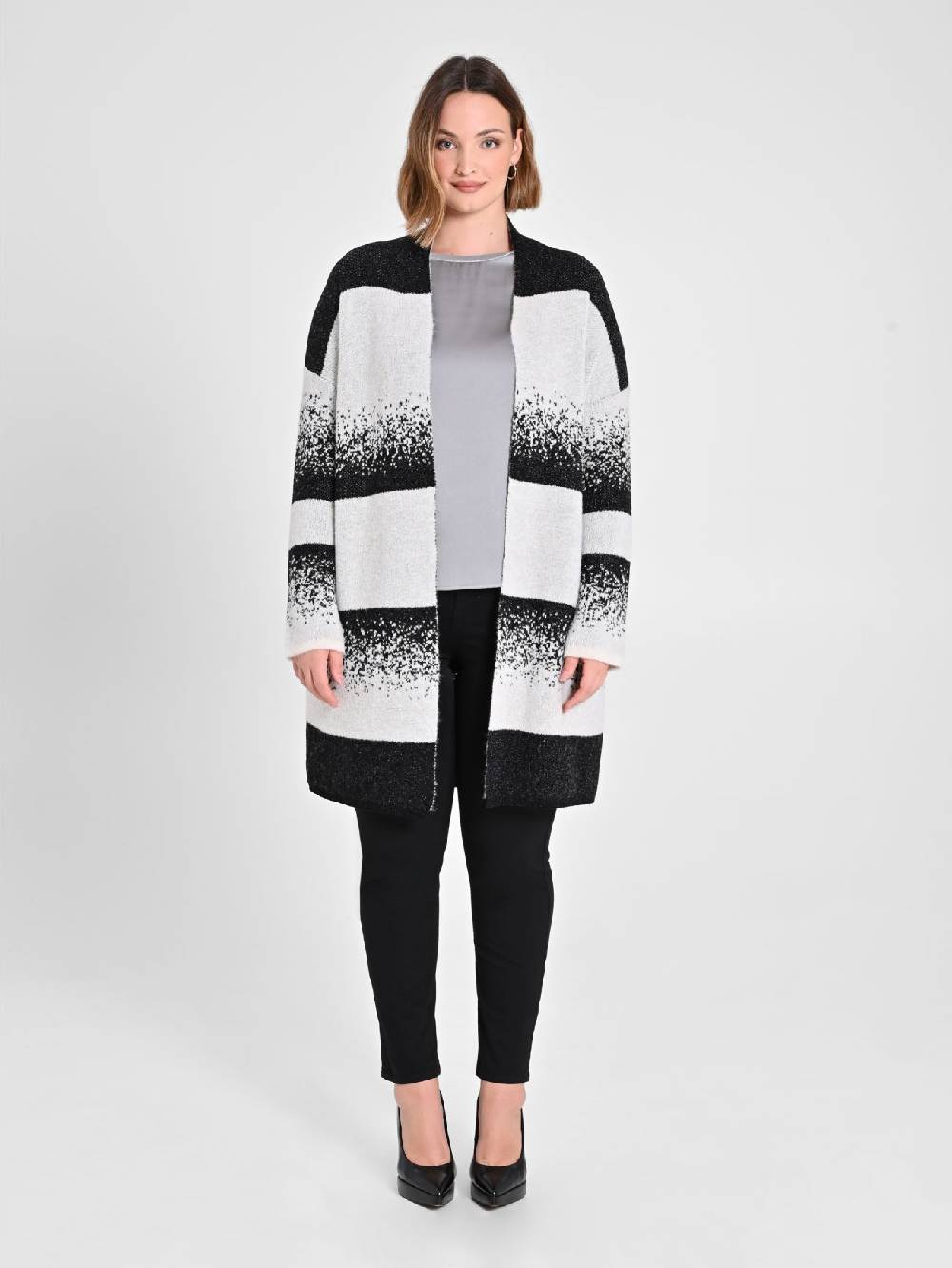 Rinascimento Cardigan Curvy Black & White Solo un giorno rimasto