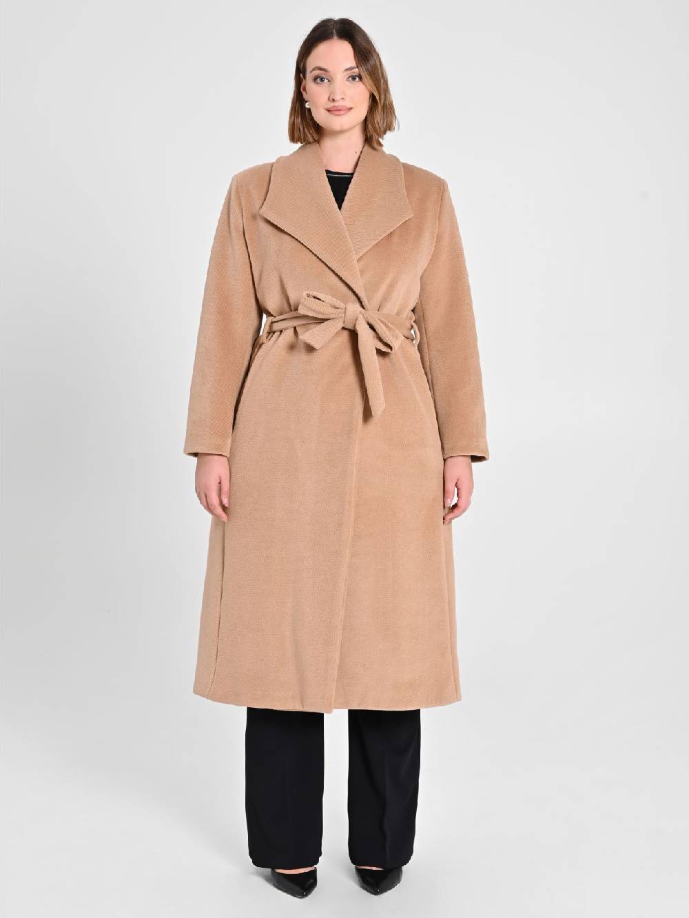 Rinascimento Cappotto Curvy Vestaglia Cammello Limitato a 3 giorni