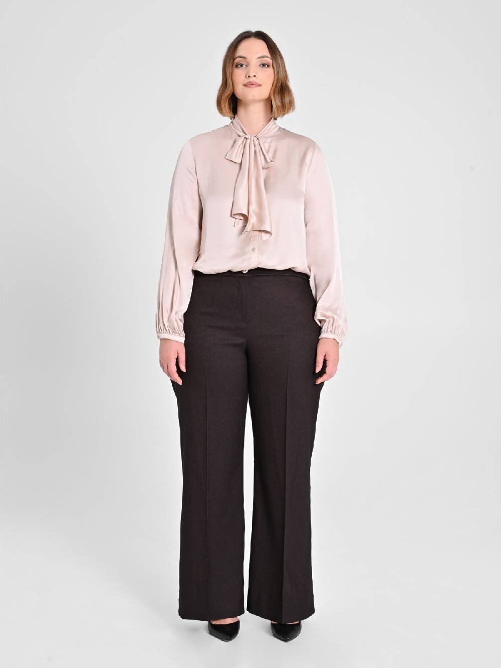 Rinascimento Pantaloni Curvy in Poliviscosa Marrone In vendita