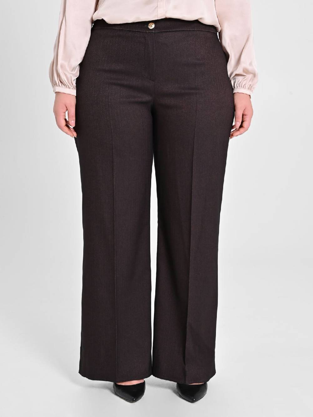 Rinascimento Pantaloni Curvy in Poliviscosa Marrone In vendita