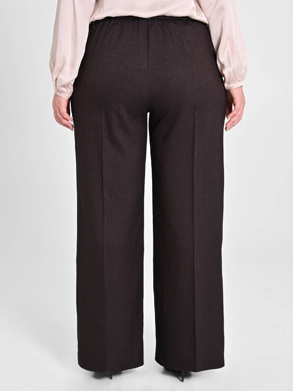 Rinascimento Pantaloni Curvy in Poliviscosa Marrone In vendita
