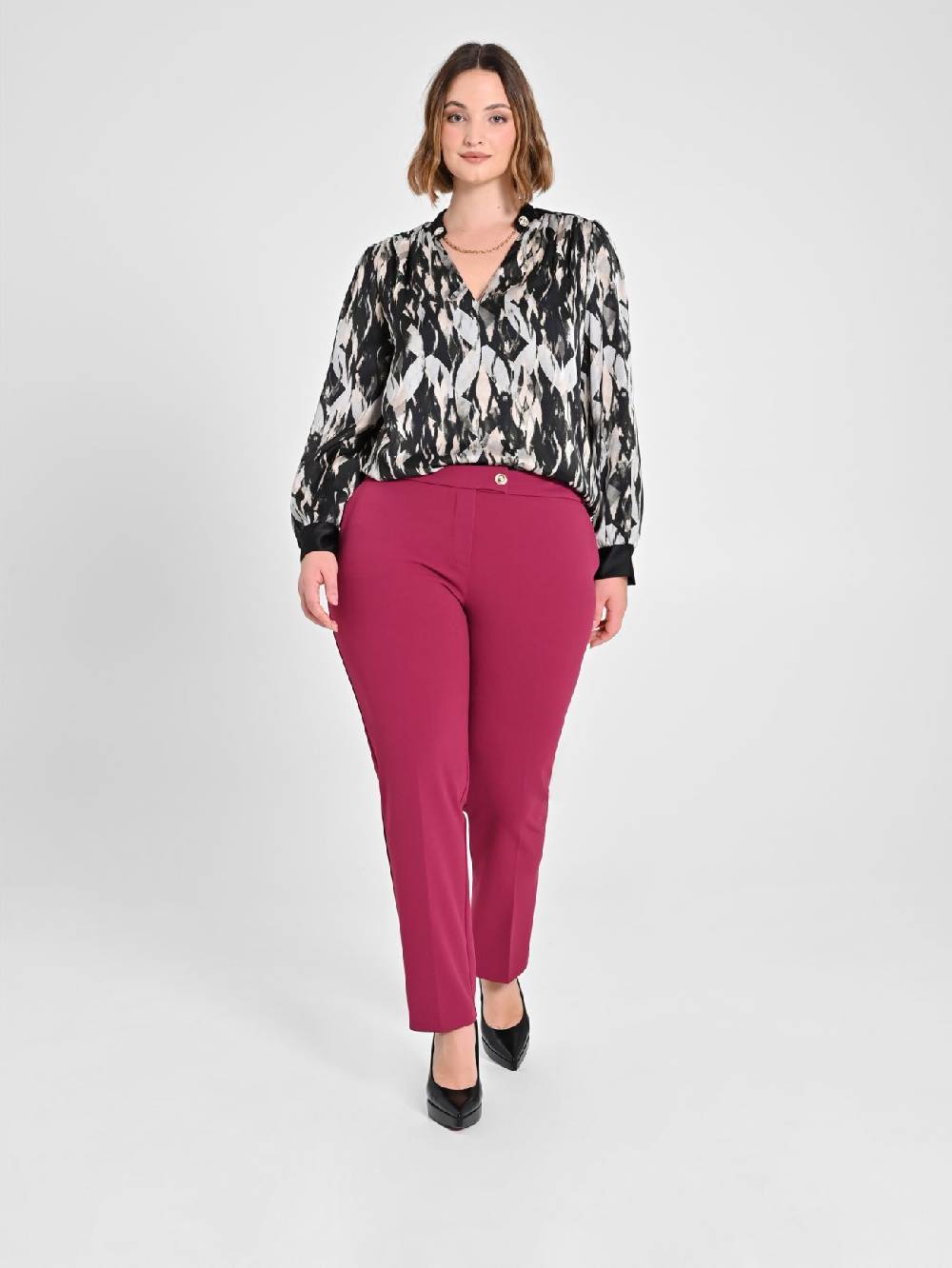 Rinascimento Pantaloni Curvy Skinny Bordeaux Vendita