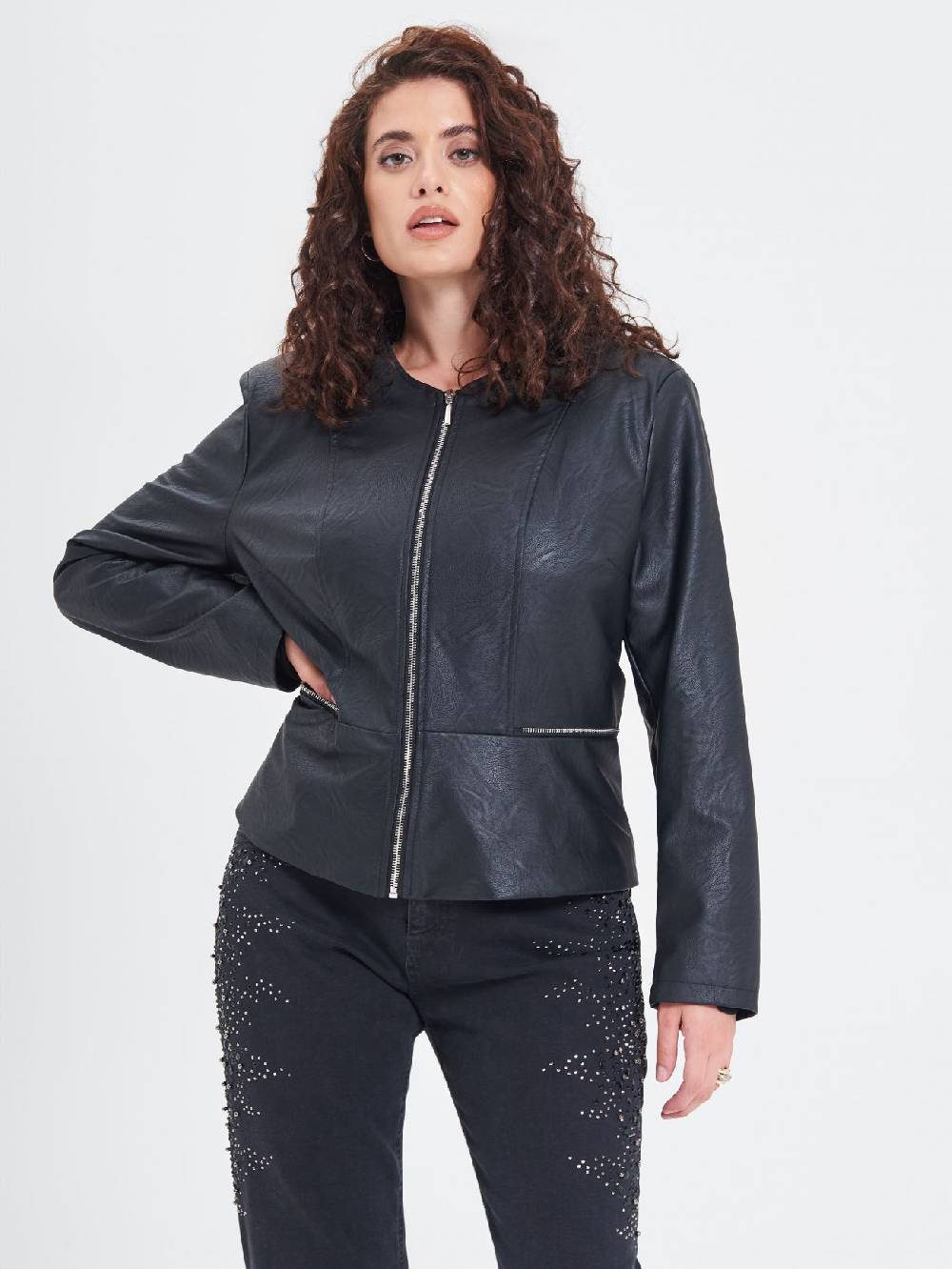 Rinascimento Giubbino Curvy in similpelle con Baschina Promozione