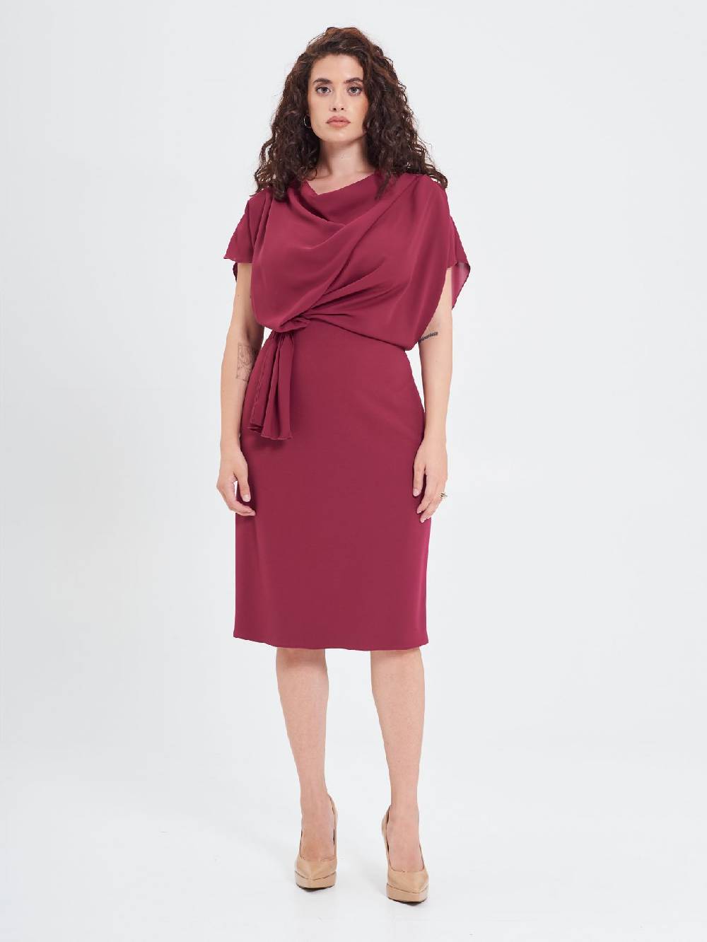 Rinascimento Abito Curvy Nodo Bordeaux Outlet