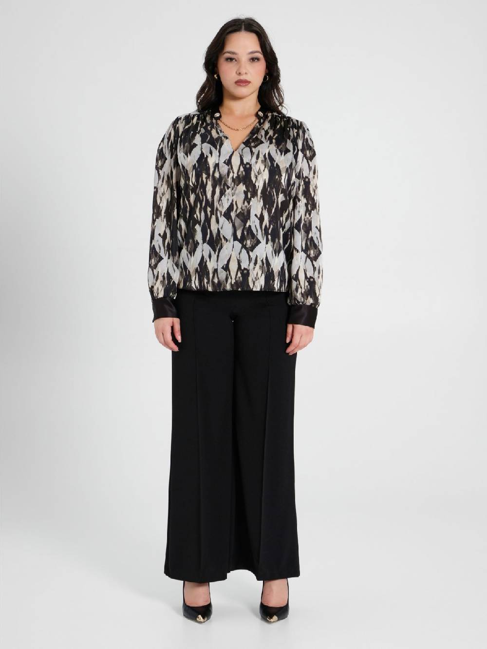 Rinascimento Blusa Curvy stampa Black & White Offerte