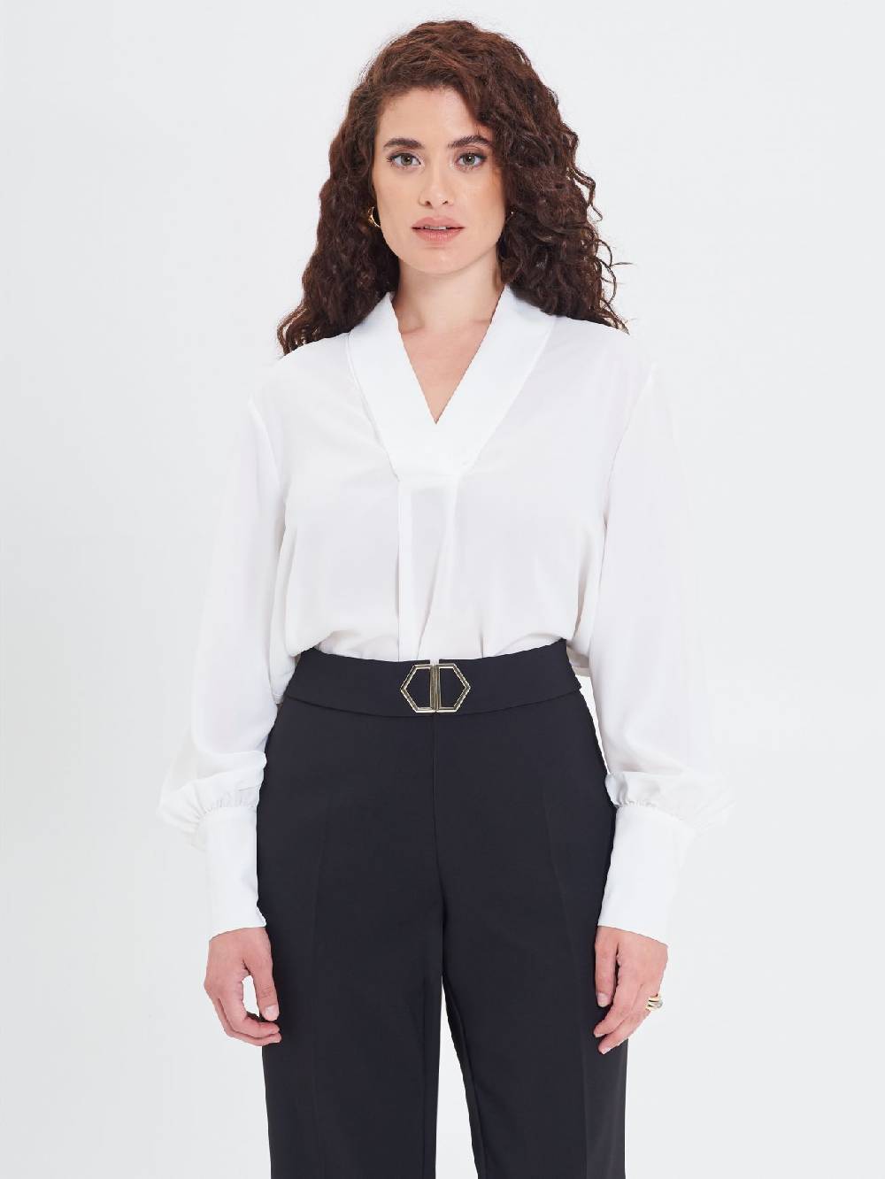 Rinascimento Blusa Curvy Bianca Saldi Di Fabbrica