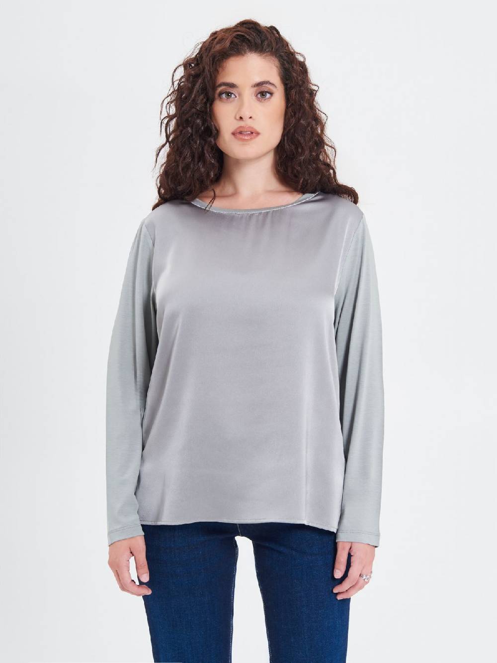 Rinascimento Blusa Curvy Envers Satin Grigia I Più Venduti