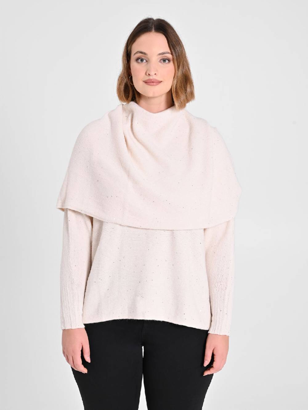 Rinascimento Collo in Maglia Curvy Scaldaspalle Beige Flash Sale