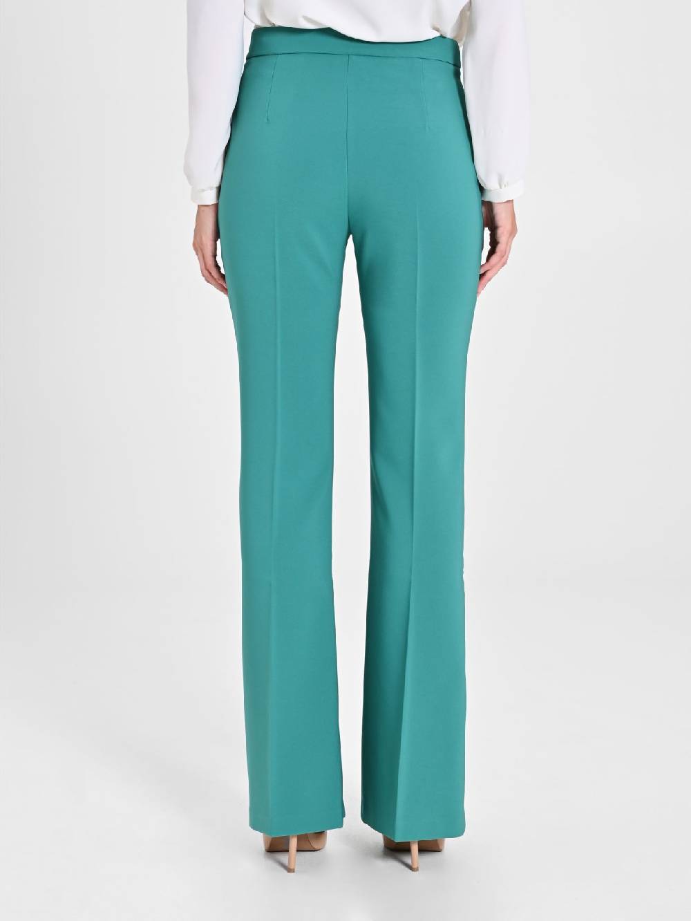Rinascimento Pantaloni Flared in Tessuto Tecnico Verde Giada Donna Cyber Monday