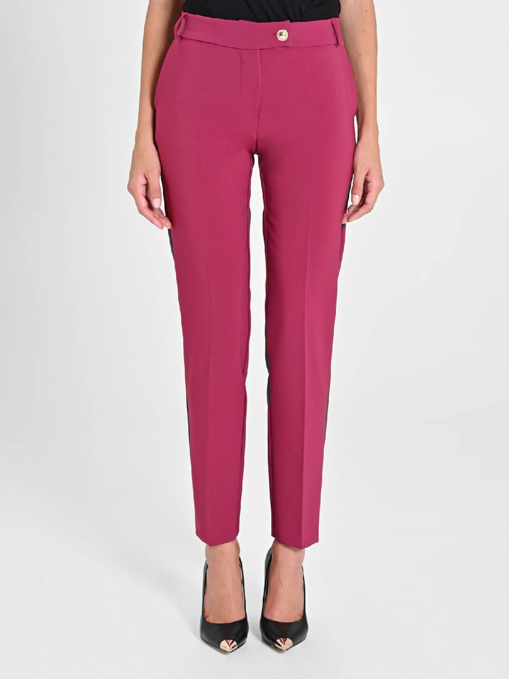 Rinascimento Pantaloni Straight in Tessuto Tecnico Bordeaux Offerta Pasqua