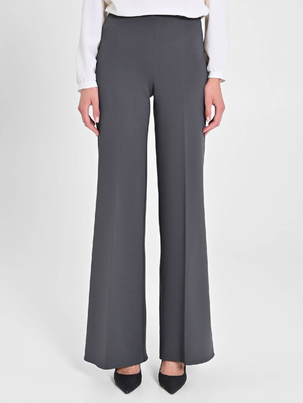 Rinascimento Pantaloni Palazzo in Scuba mano Crepe Grigio Offerte stagionali