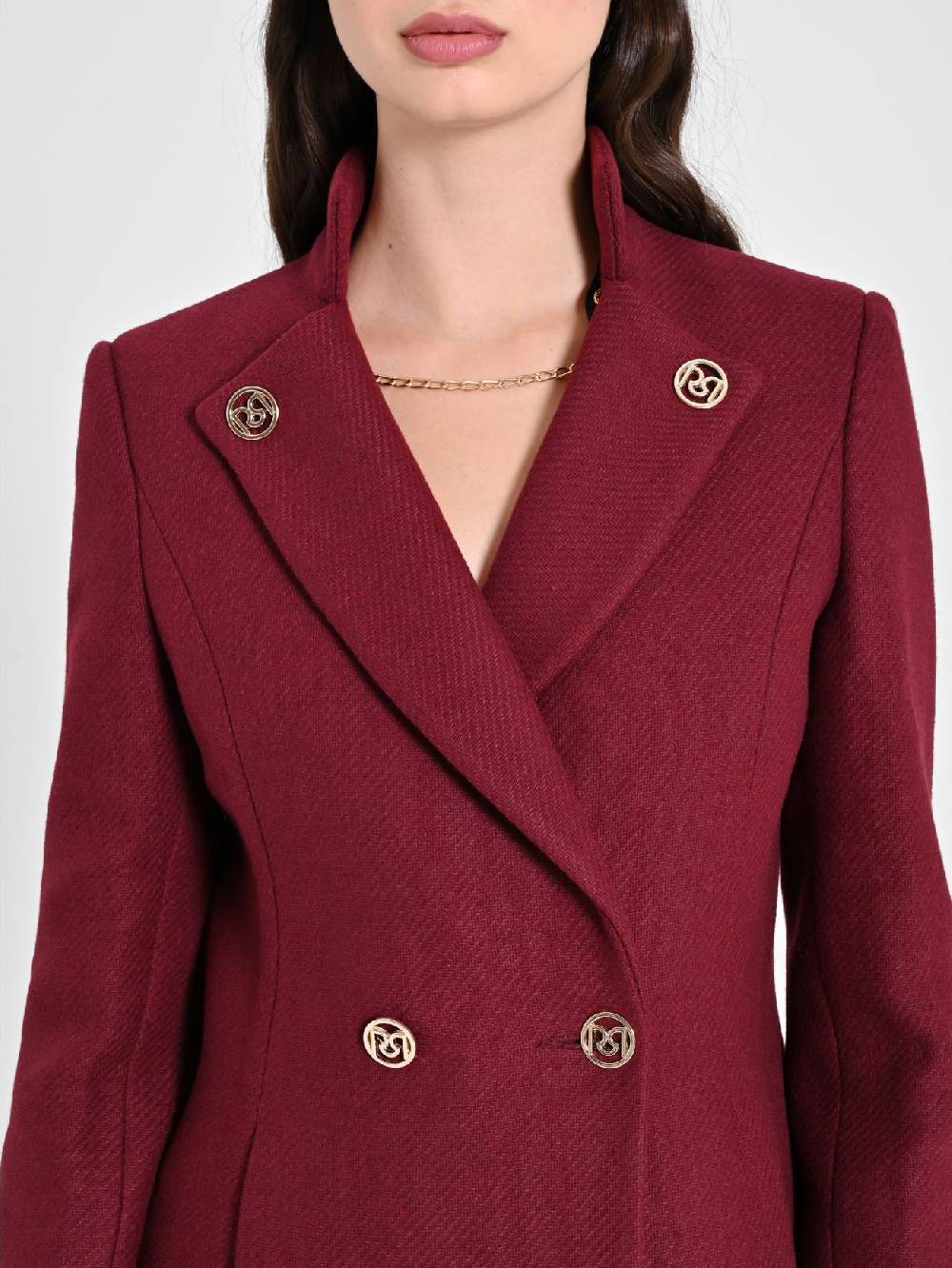 Rinascimento Cappotto Bordeaux con Collo in Piedi Super Saving Price