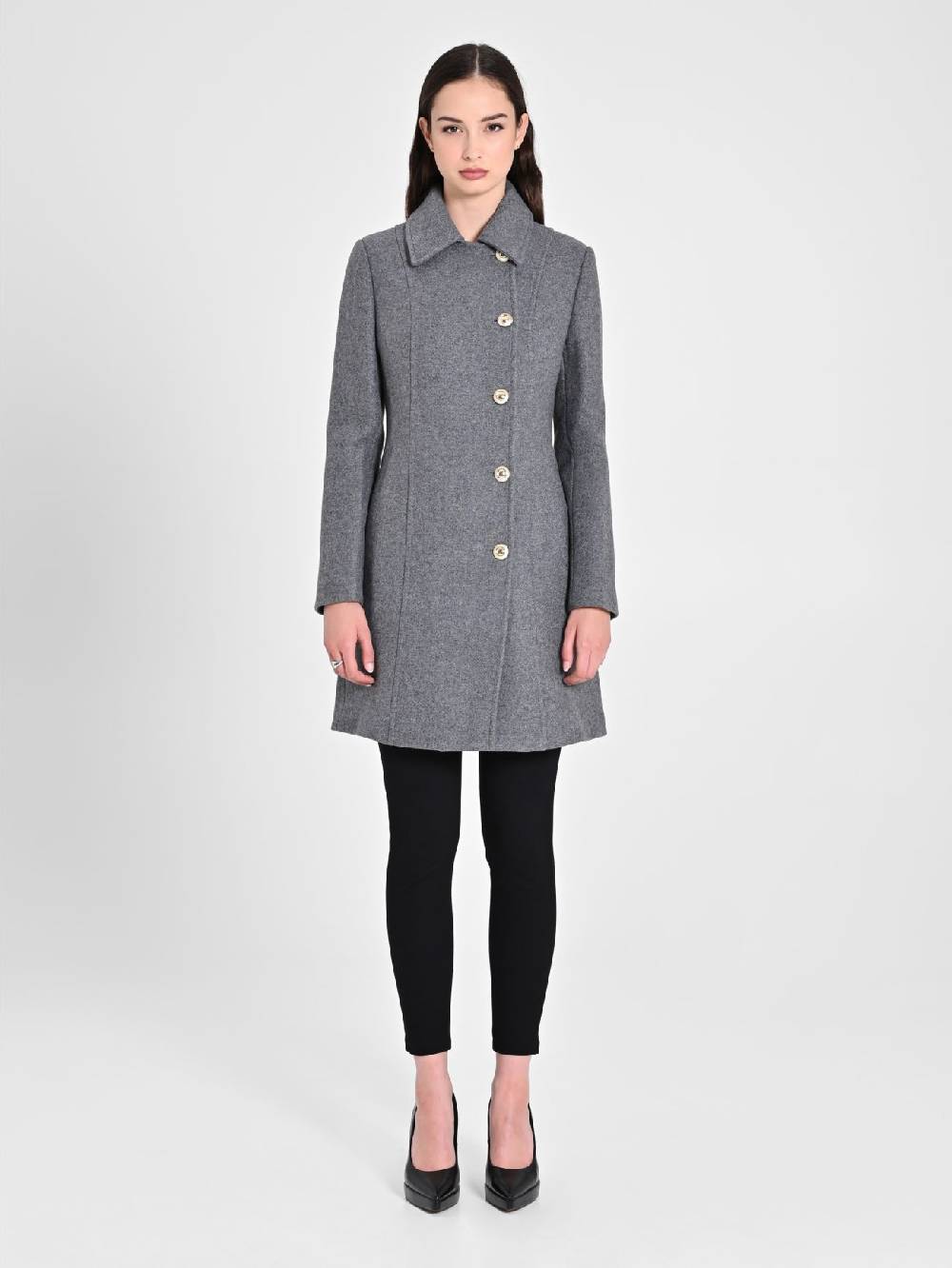 Rinascimento Cappotto Grigio con Bottoni Dorati Rilascio limitato