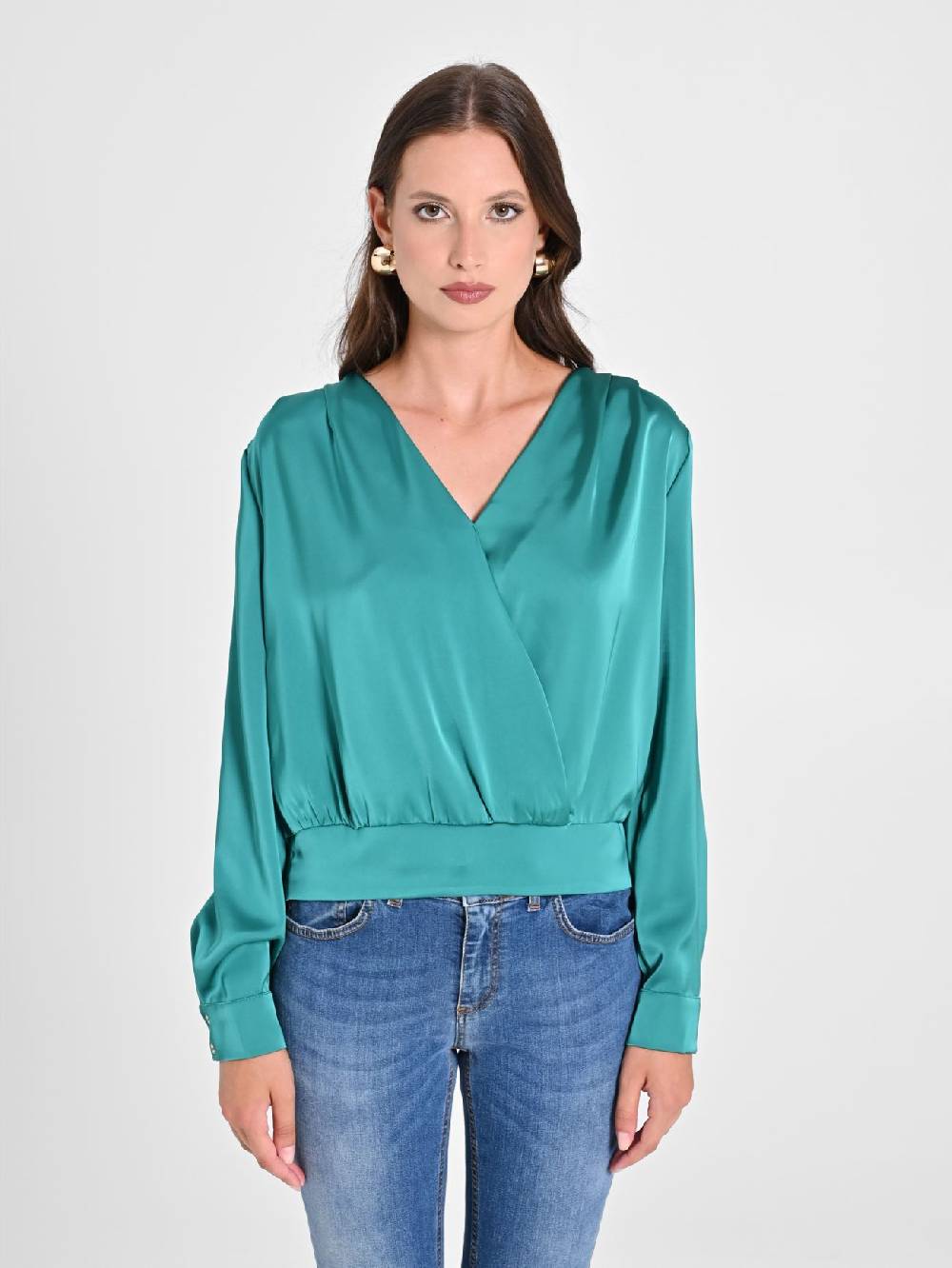 Rinascimento Blusa incrociata in Raso Super sconto