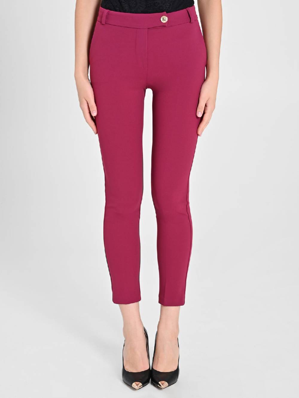 Rinascimento Pantaloni Straight in Scuba mano Crepe Bordeaux Enormi sconti