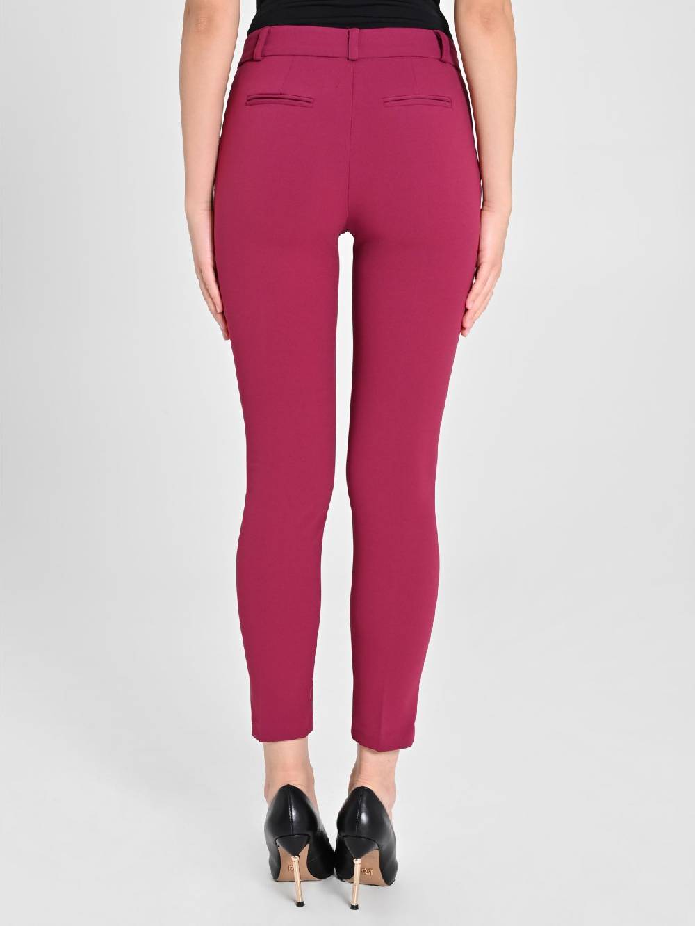 Rinascimento Pantaloni Straight in Scuba mano Crepe Bordeaux Enormi sconti