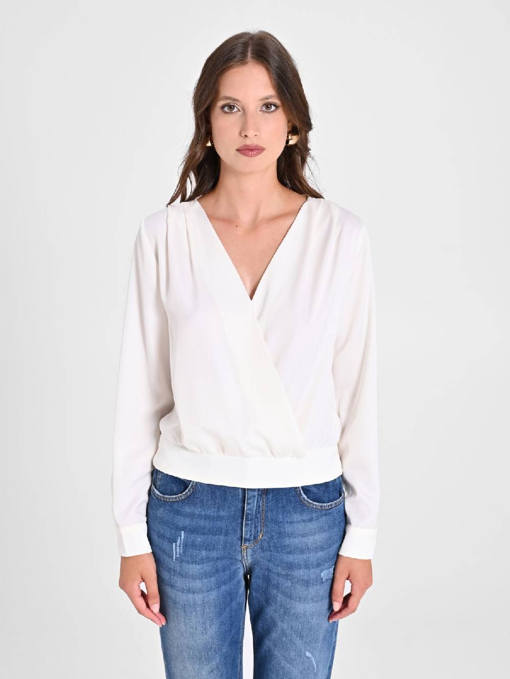 Rinascimento Blusa incrociata in Raso Esporta salva