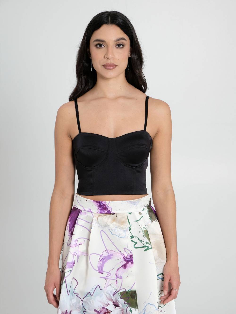 Rinascimento Top Bustier in Raso Strutturato Nero 50% di sconto per tempo limitato