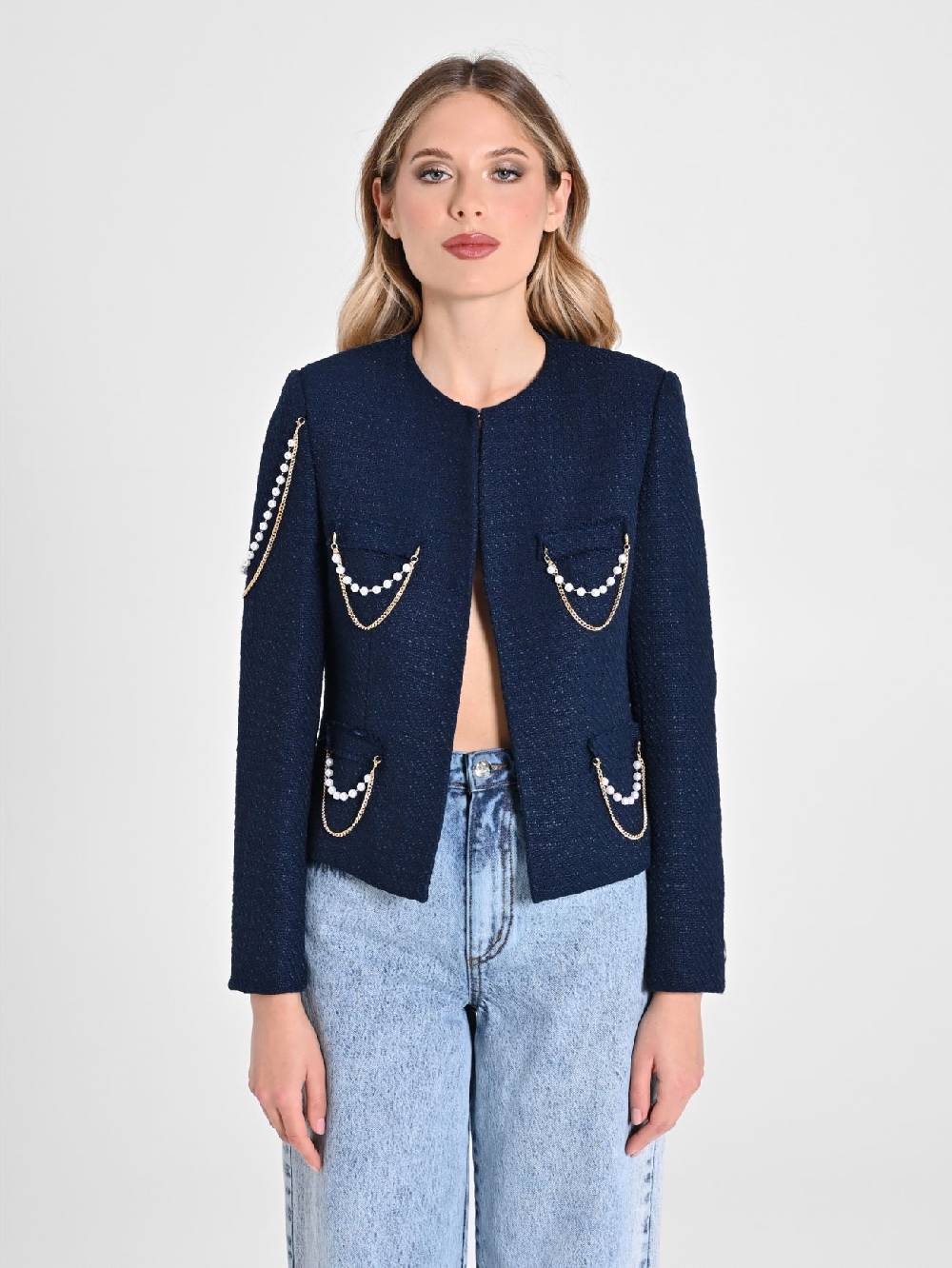 Rinascimento Giacca Corta in Tweed Pezzi Unici