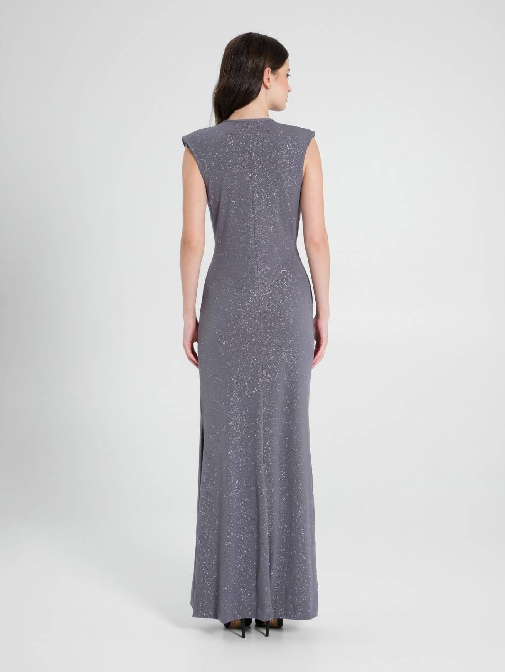 Rinascimento Abito Arriccio Microglitter Grigio Donna Promozione Limitata