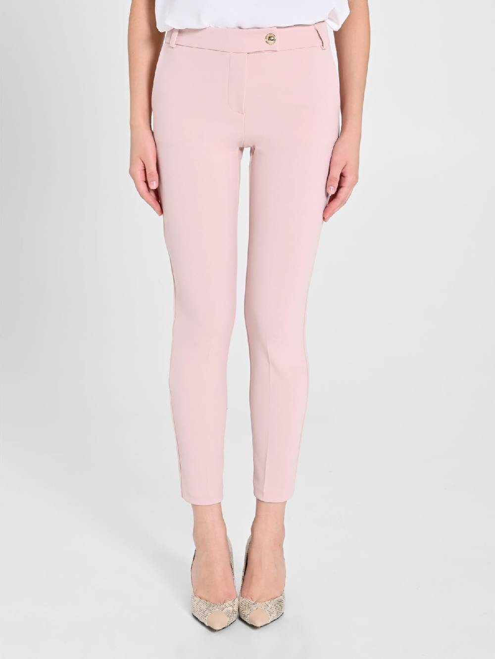 Rinascimento Pantaloni Straight in Scuba mano Crepe Rosa Grandi sconti