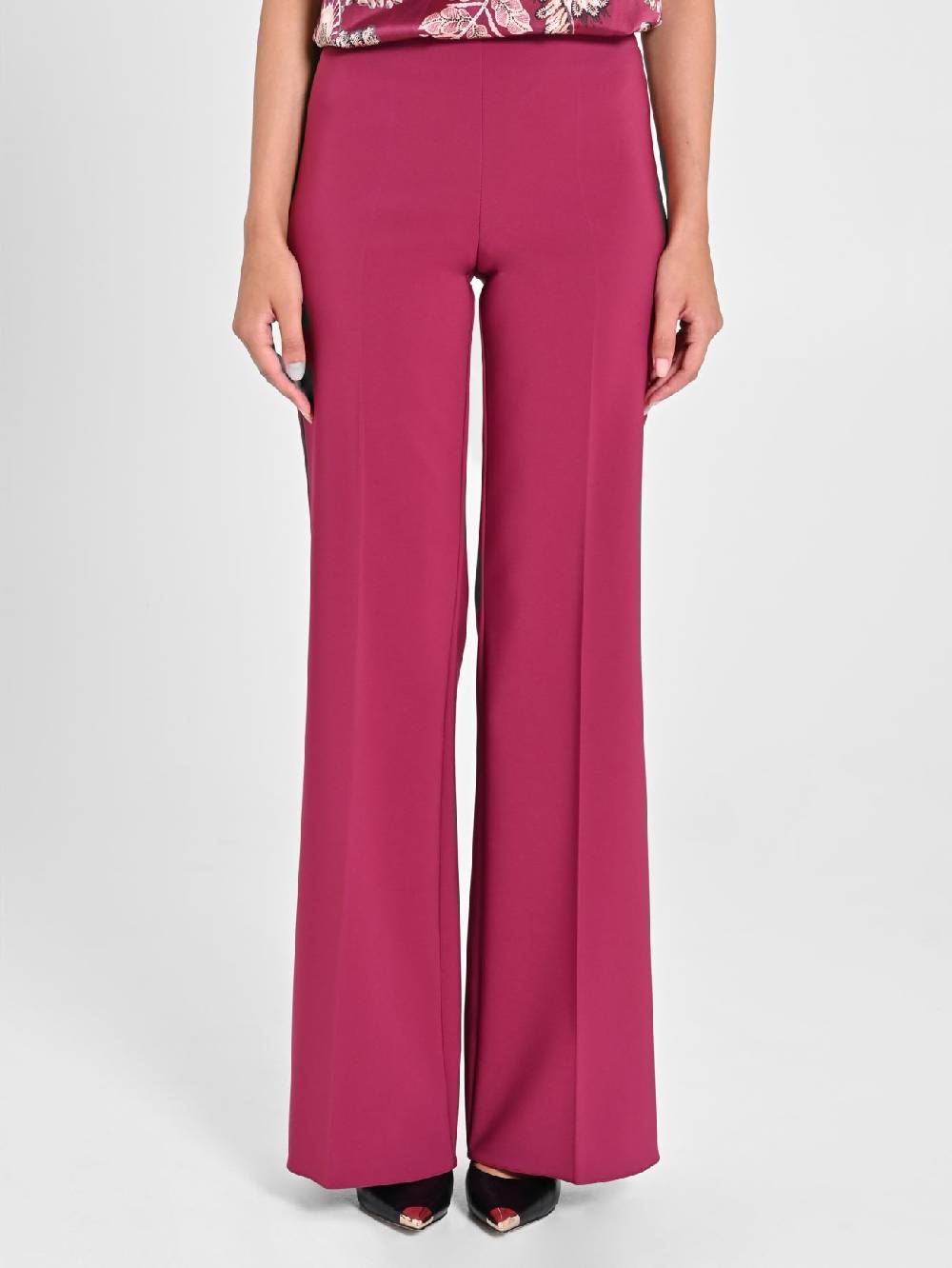 Rinascimento Pantaloni Palazzo in Tessuto Tecnico Bordeaux Donna Offerte speciali