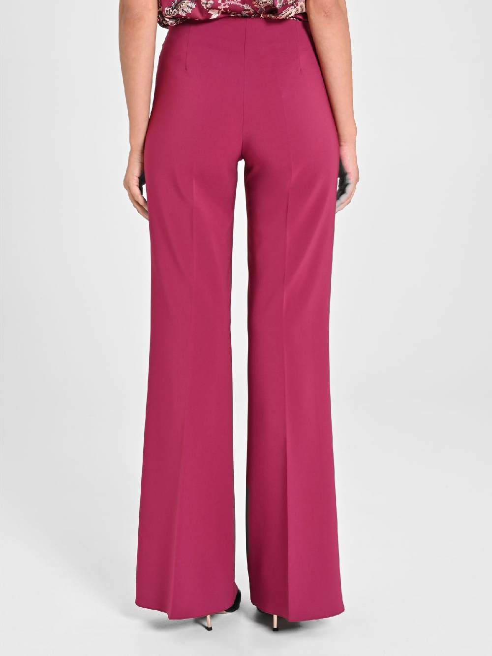 Rinascimento Pantaloni Palazzo in Tessuto Tecnico Bordeaux Donna Offerte speciali