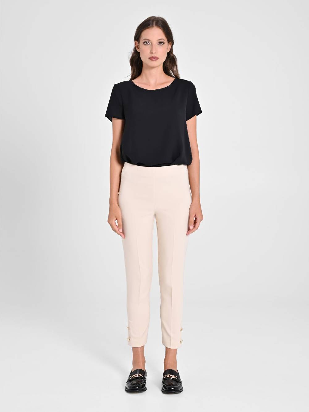 Rinascimento Pantaloni Slim in Tessuto Tecnico Beige Ritorno libero