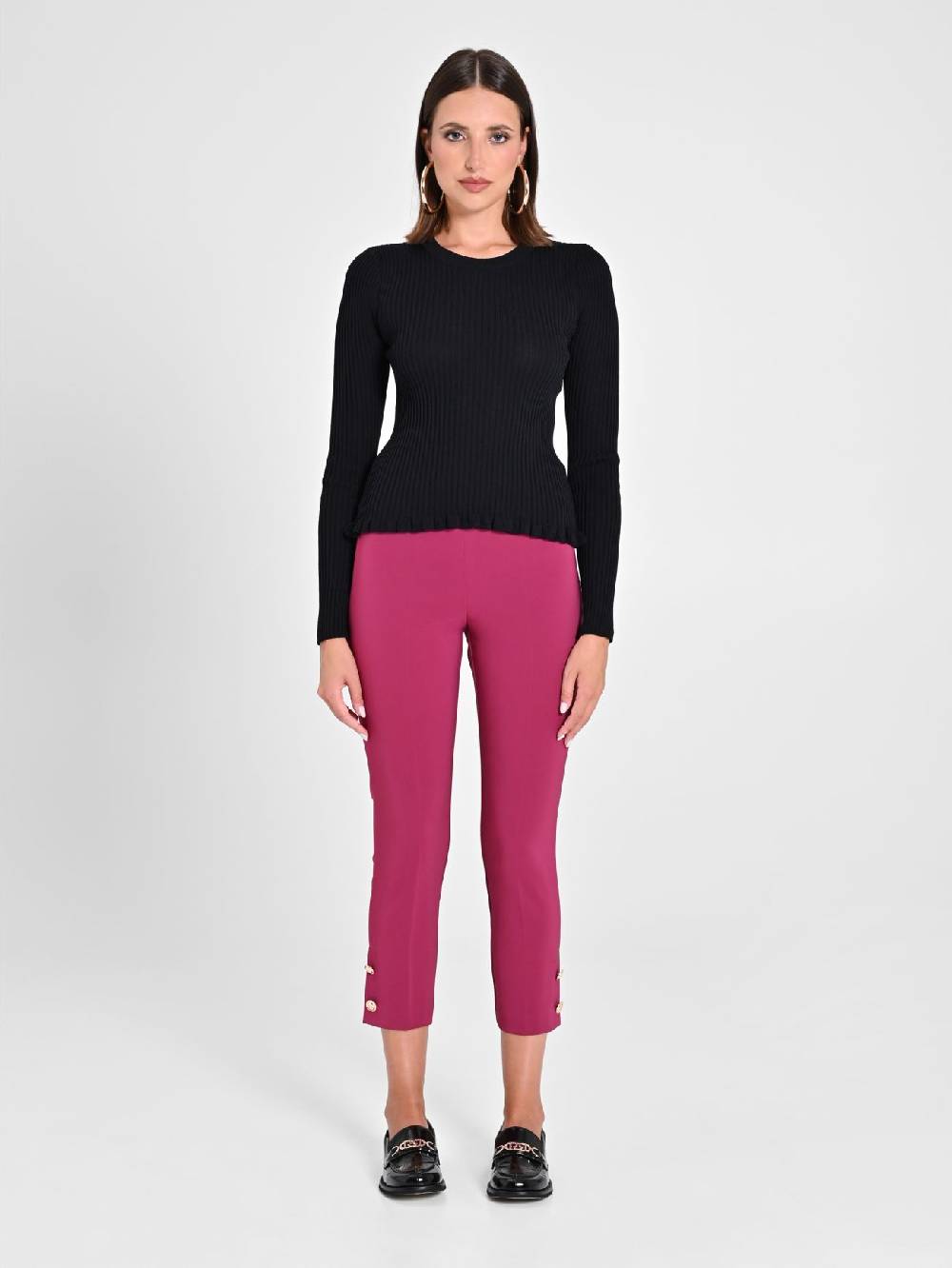 Rinascimento Pantaloni Slim in Tessuto Tecnico Bordeaux Rilascio limitato