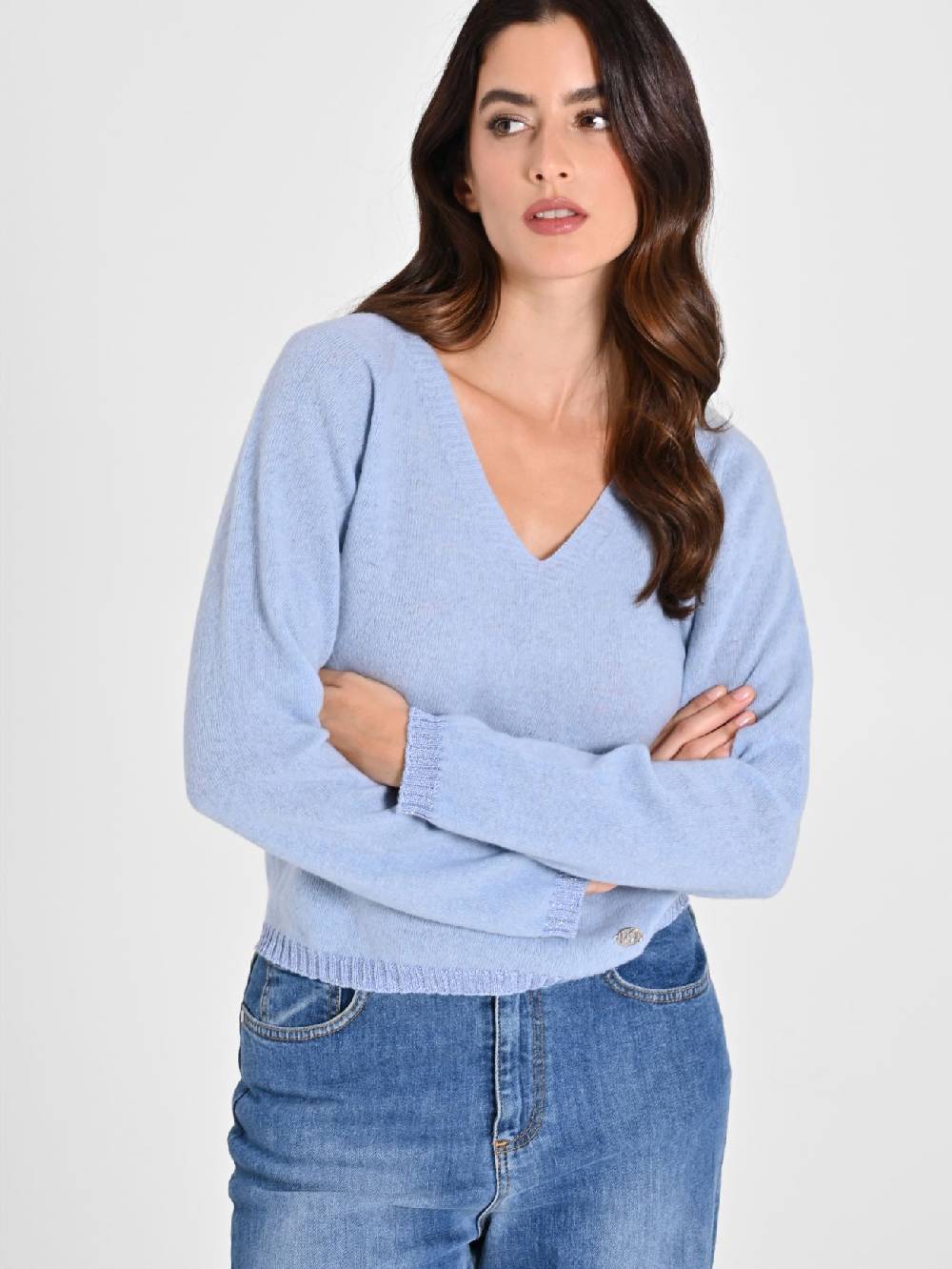 Rinascimento Maglione Lana Cashmere Azzurro Fino al 65% di sconto