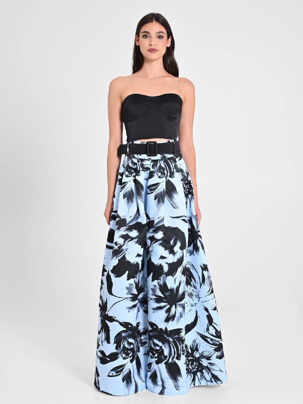Rinascimento Maxi Gonna in Duchesse stampa Floreale Spedizione Gratuita
