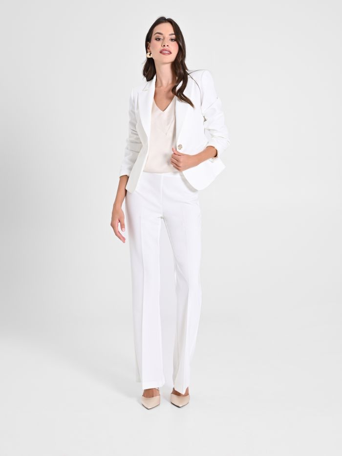 Rinascimento Pantaloni Mid Flared in Tessuto Tecnico Bianco Qualità Garantita