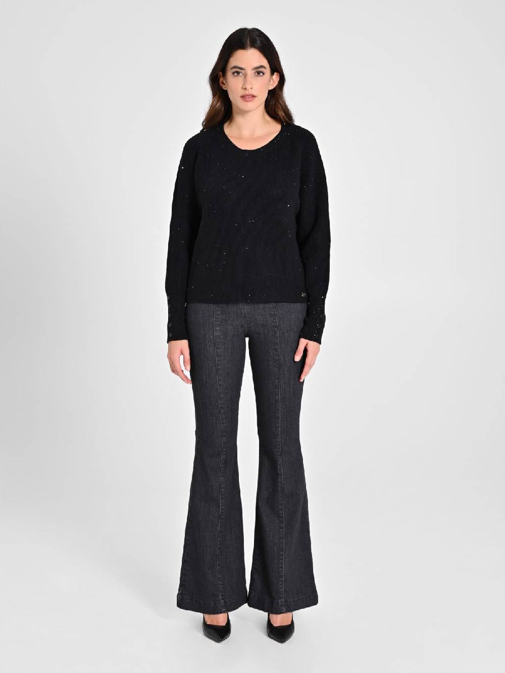 Rinascimento Maglione Nero Paillettes Presa