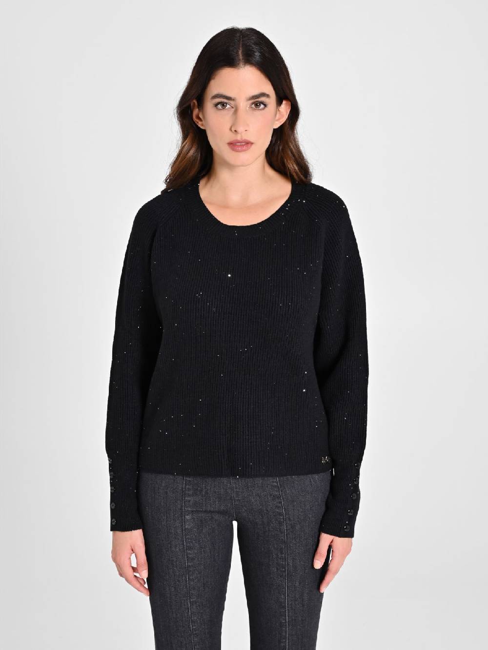Rinascimento Maglione Nero Paillettes Presa