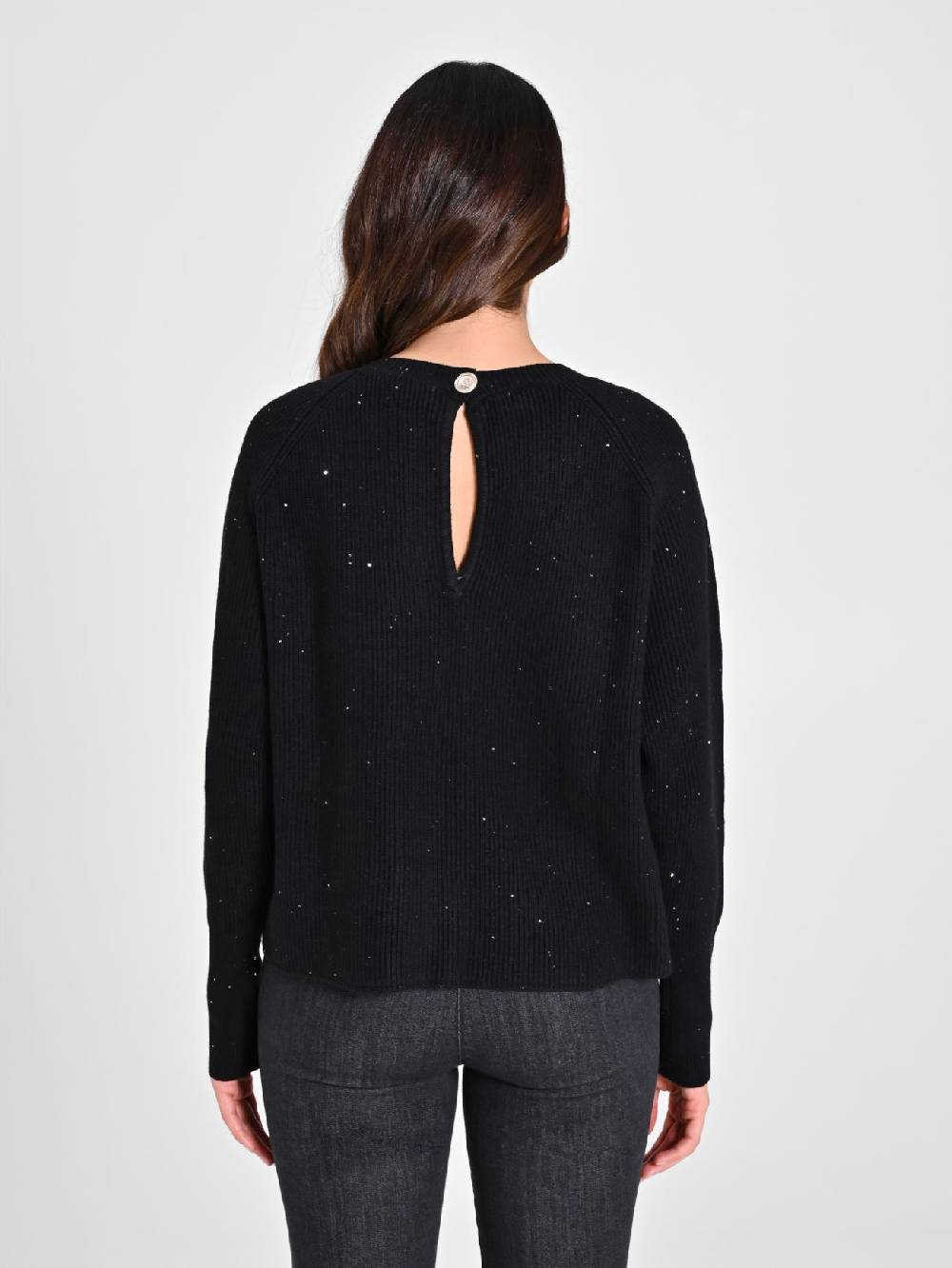 Rinascimento Maglione Nero Paillettes Presa