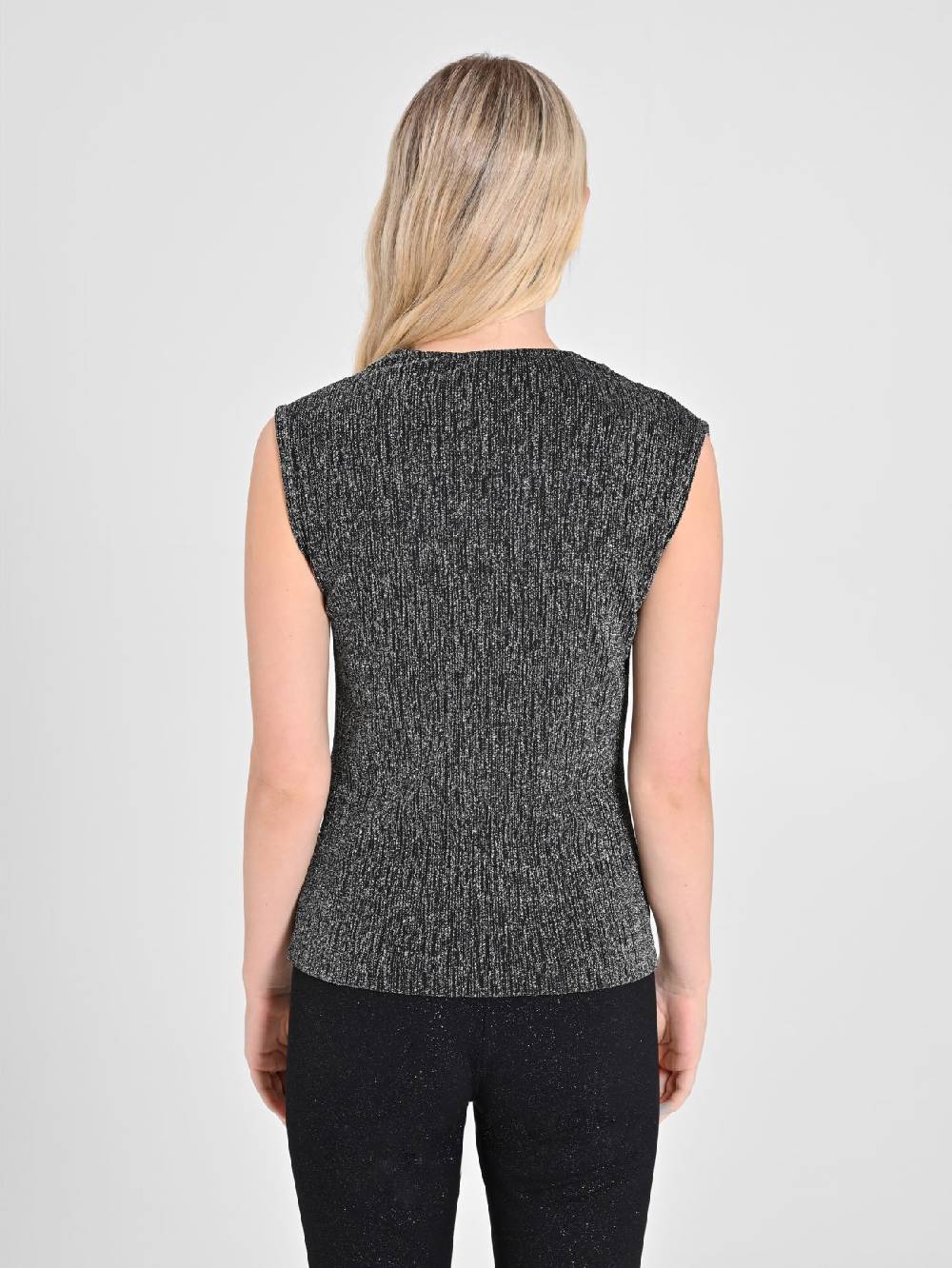 Rinascimento Top Nero & Argento Lurex Sconto