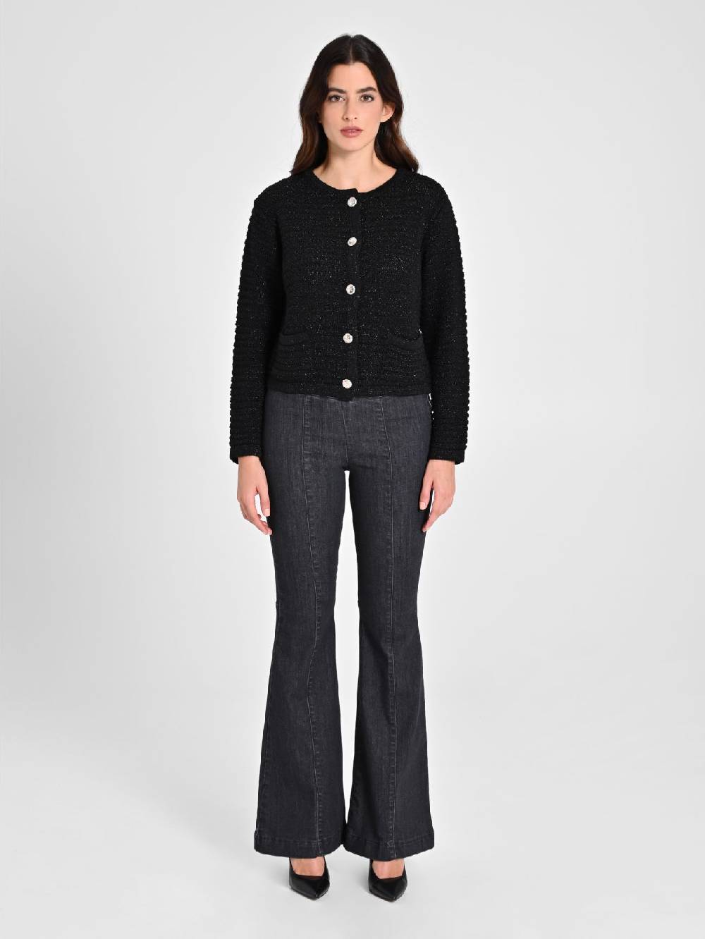 Rinascimento Cardigan Lurex Argento Economico