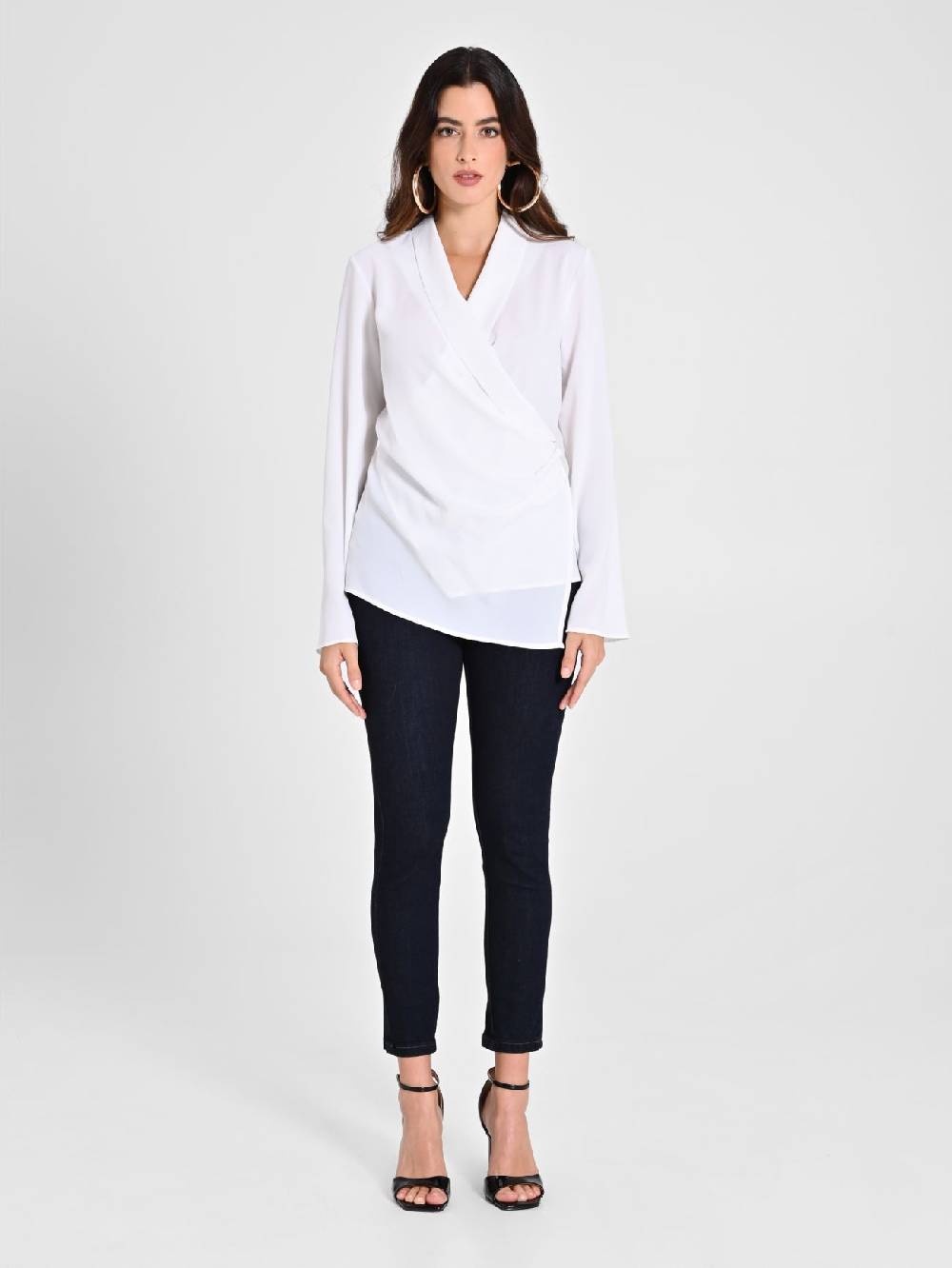 Rinascimento Blusa Bianca con Drappeggio Offerte