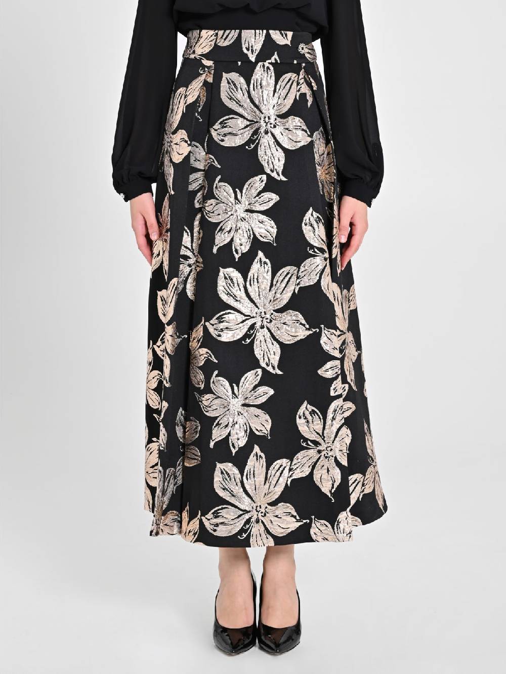 Rinascimento Gonna Fiori Dorati Jacquard Grande vendita