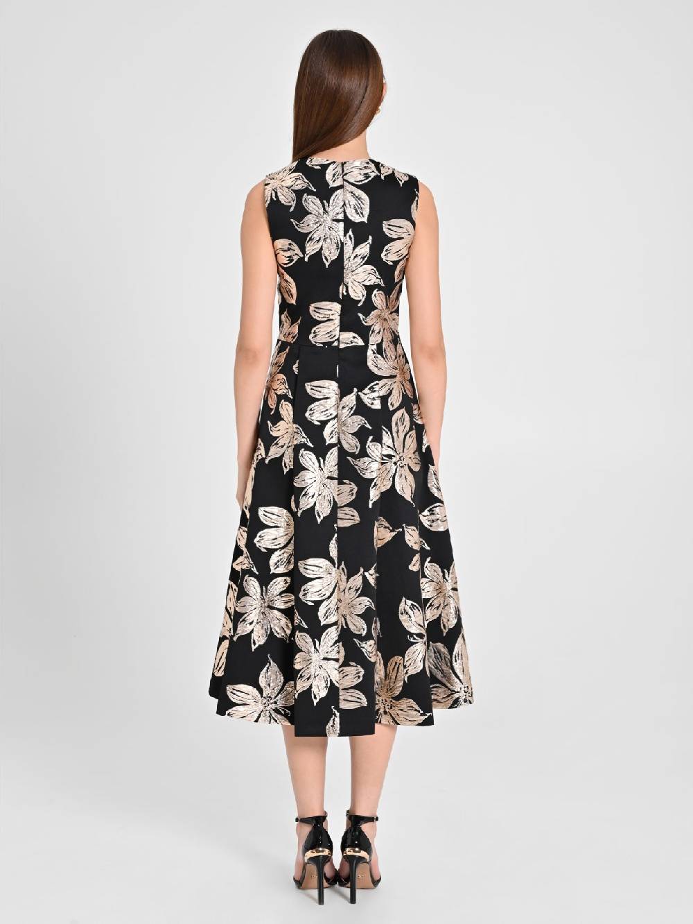 Rinascimento Abito Fiori Dorati Jacquard Fornitura limitata