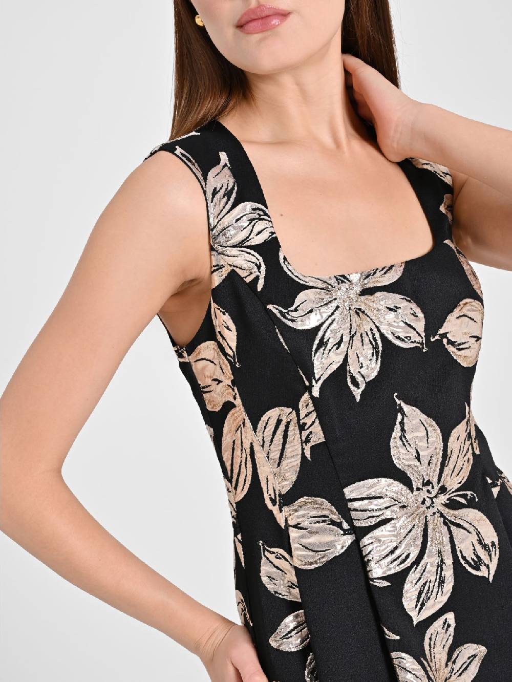 Rinascimento Abito Fiori Dorati Jacquard Fornitura limitata