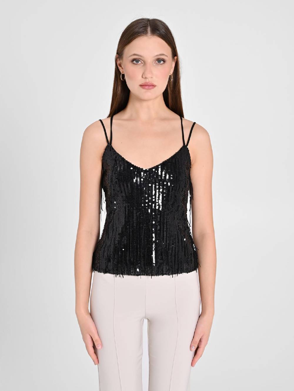 Rinascimento Top Paillettes Frange Shopping online