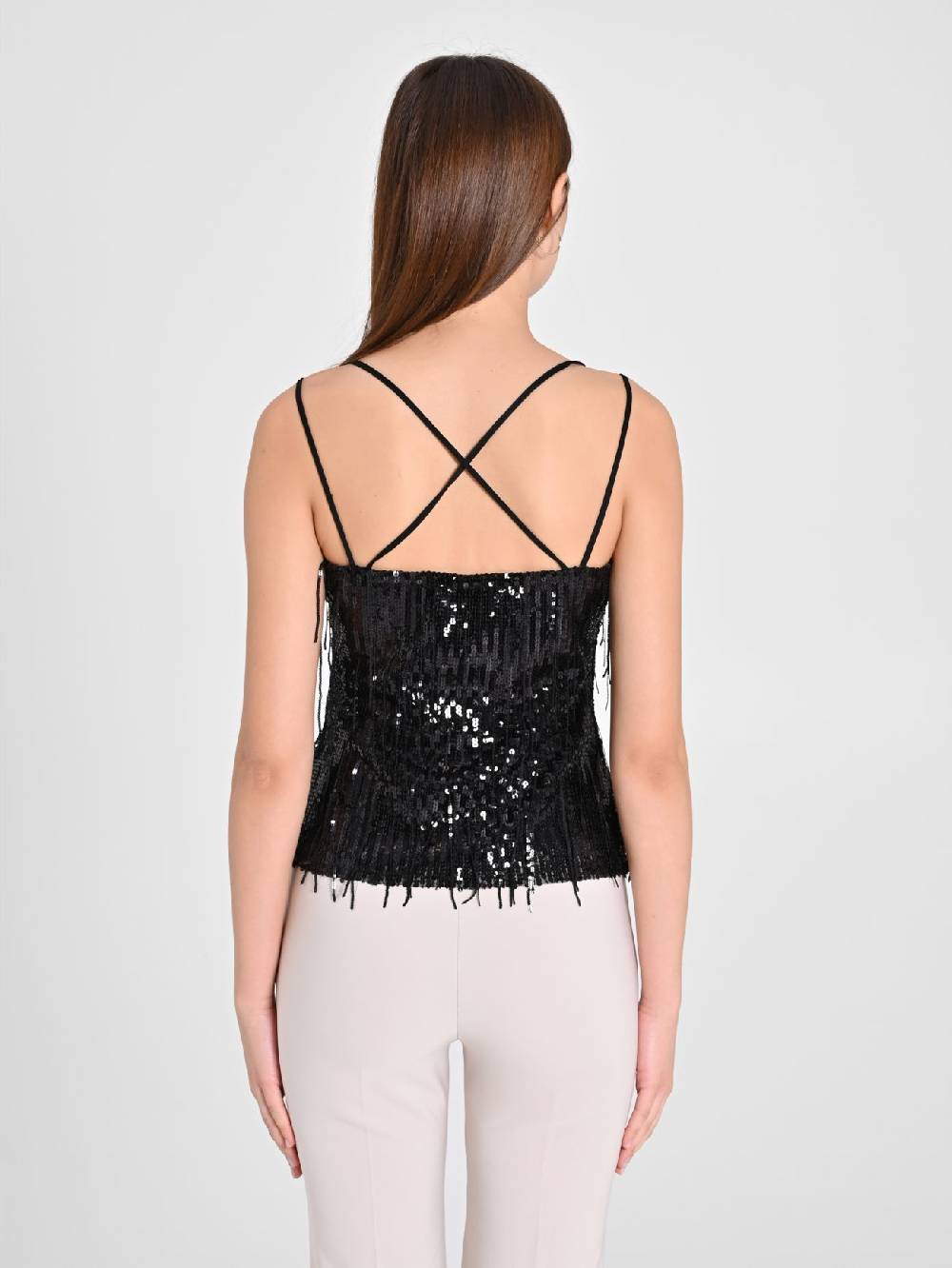 Rinascimento Top Paillettes Frange Shopping online