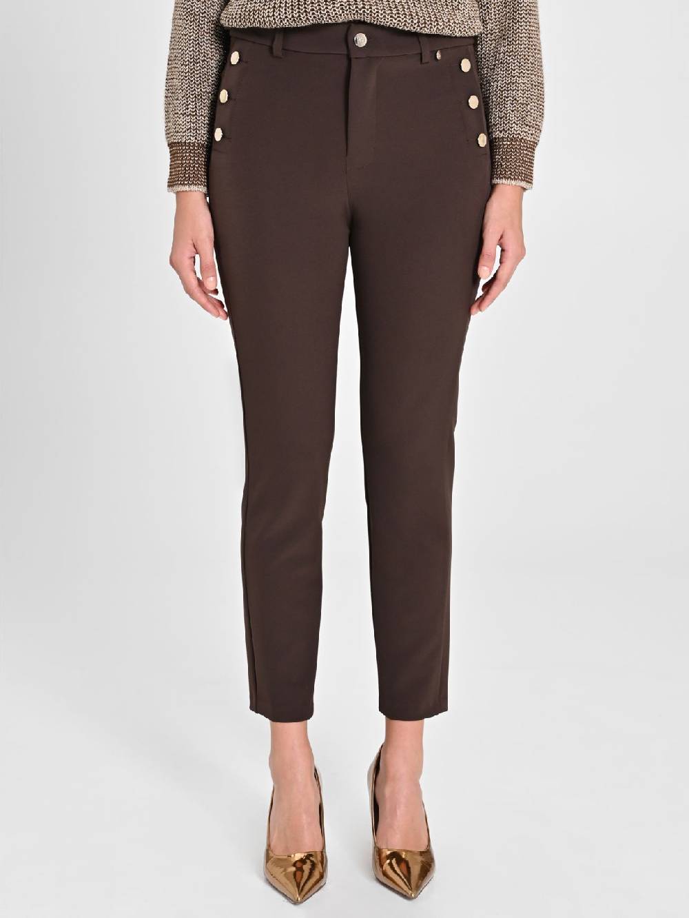 Rinascimento Pantaloni Skinny Marroni Offerta San Valentino