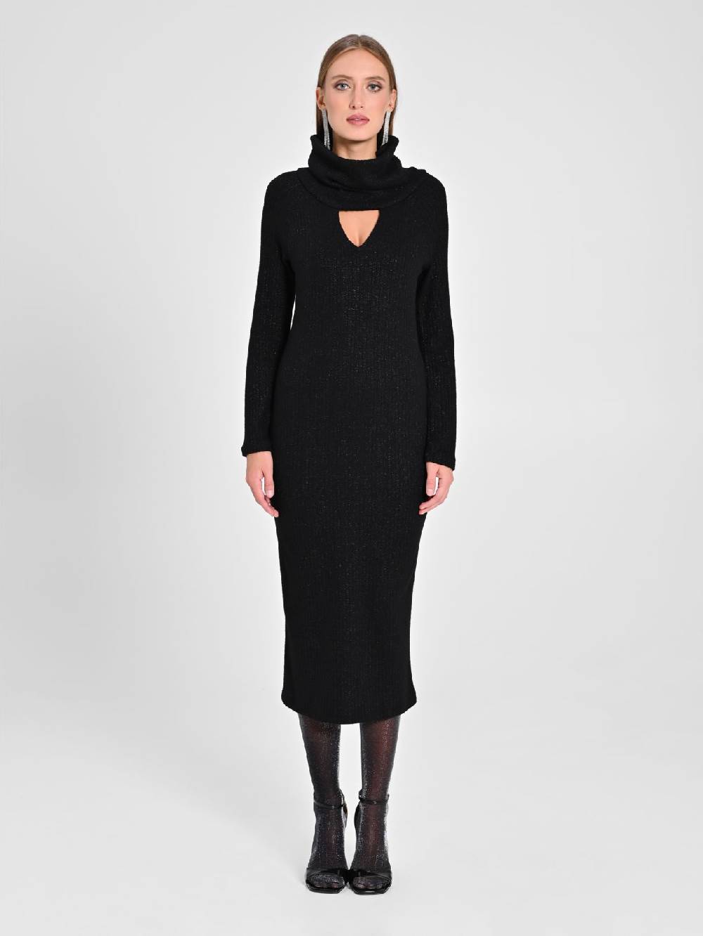 Rinascimento Abito Lurex Nero Vendita calda