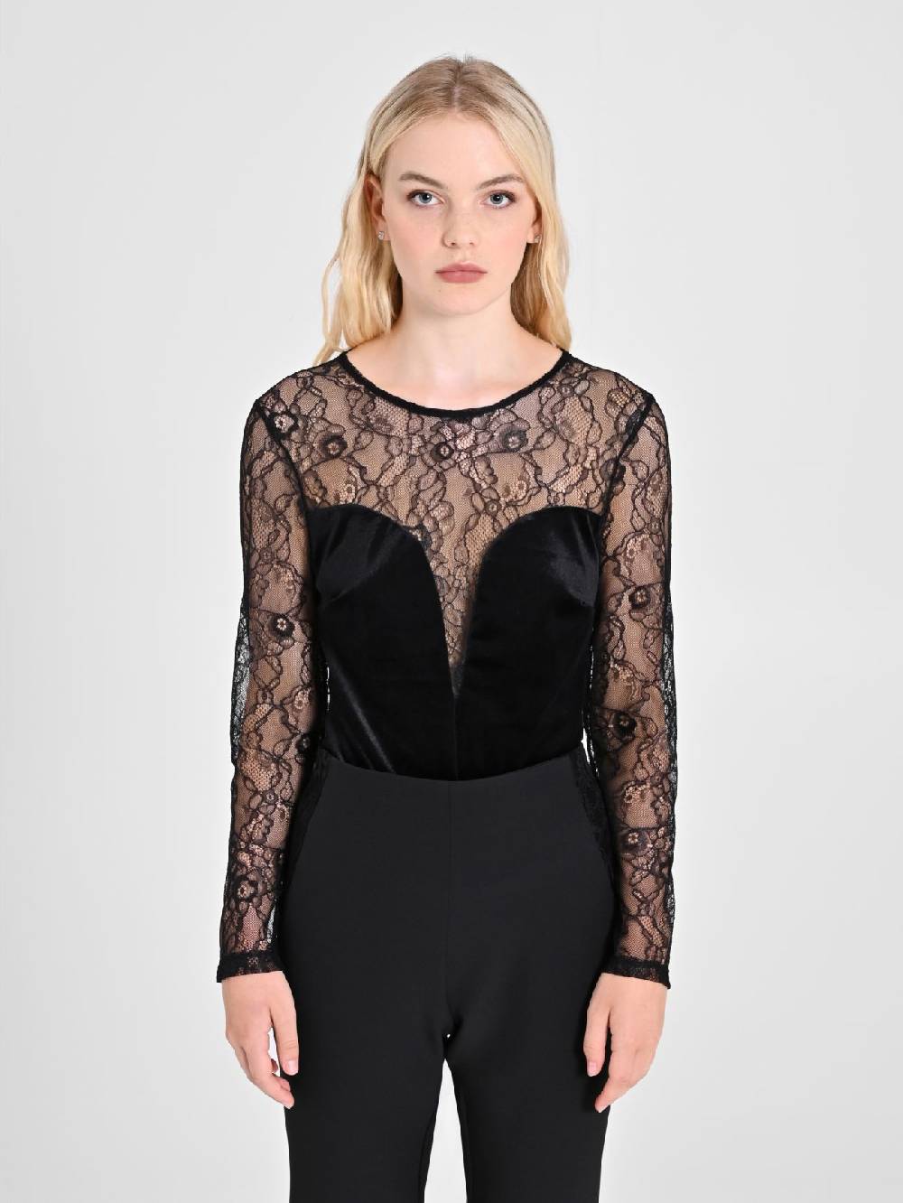 Rinascimento Body in Pizzo e Velluto Nero Lightning offer
